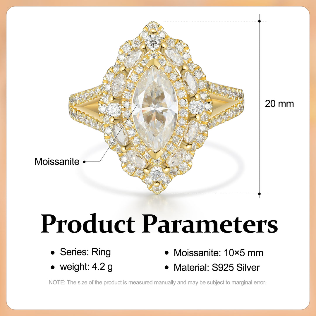 Gold Natural Moissanite Ring
