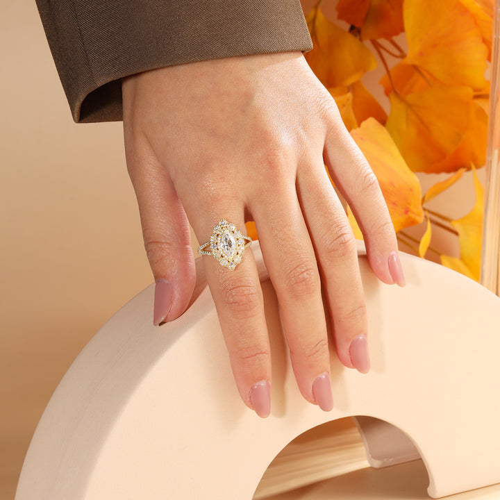 Gold Natural Moissanite Ring