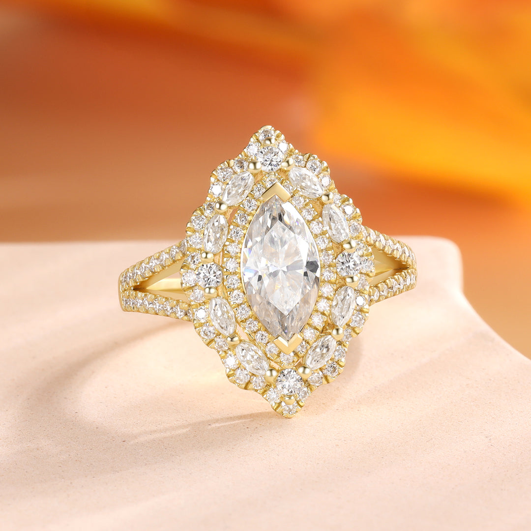 Gold Natural Moissanite Ring