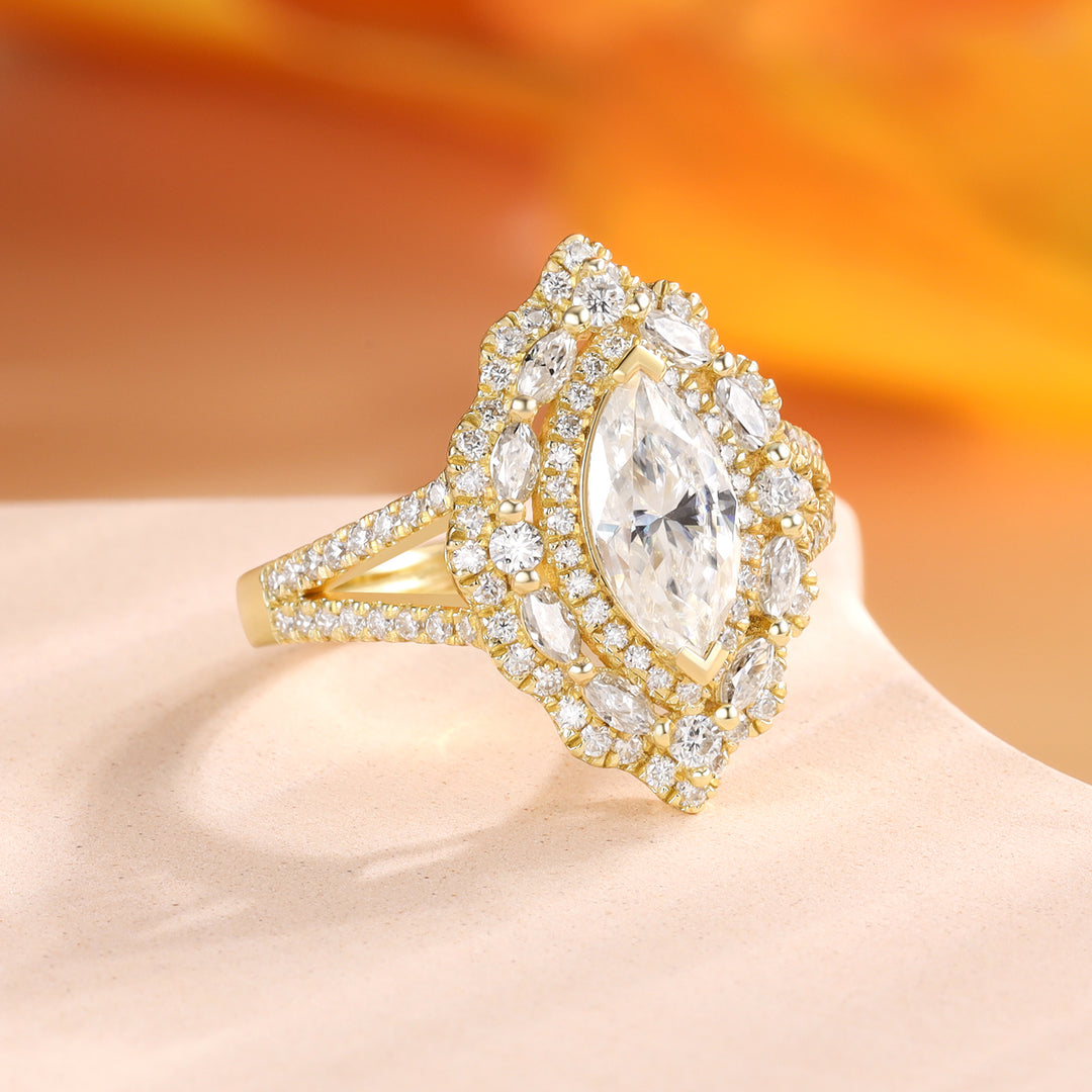 Gold Natural Moissanite Ring