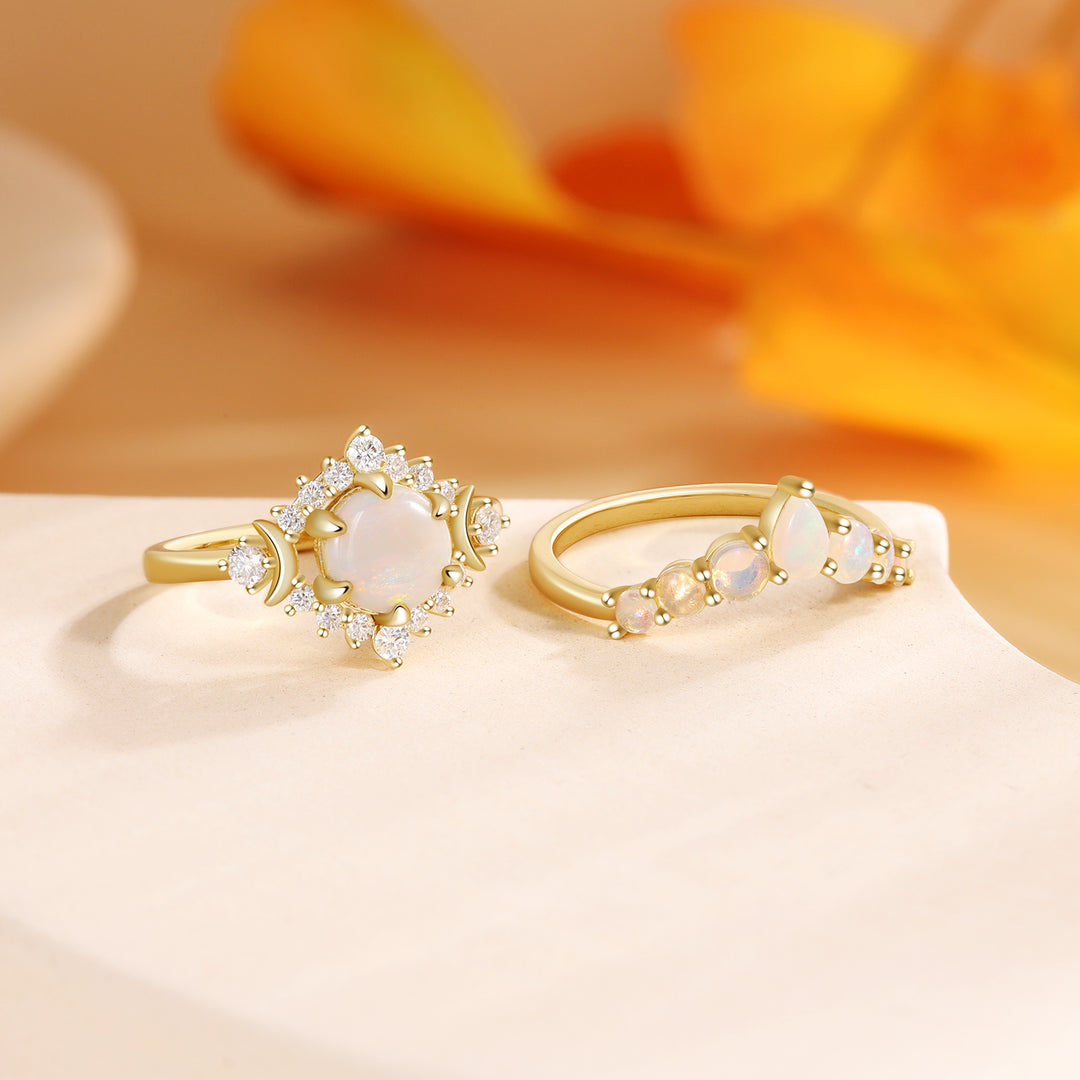 Gold Natural Opal Stone Ring
