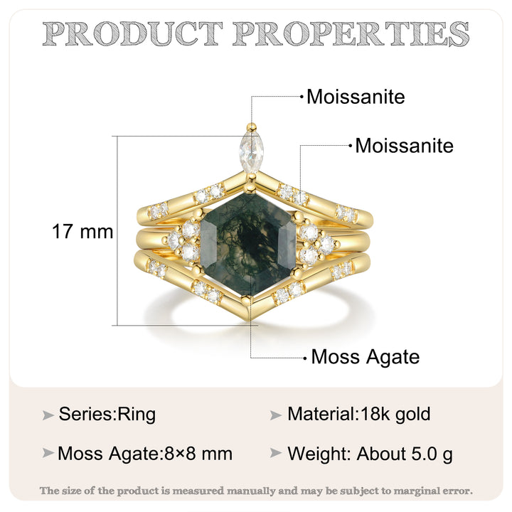 Gold Moss Agate Ring