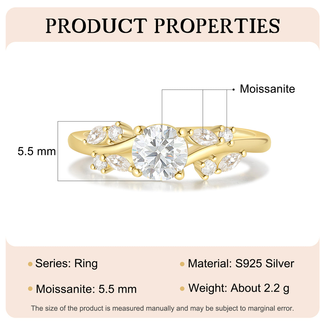 Gold Natural Moissanite Ring