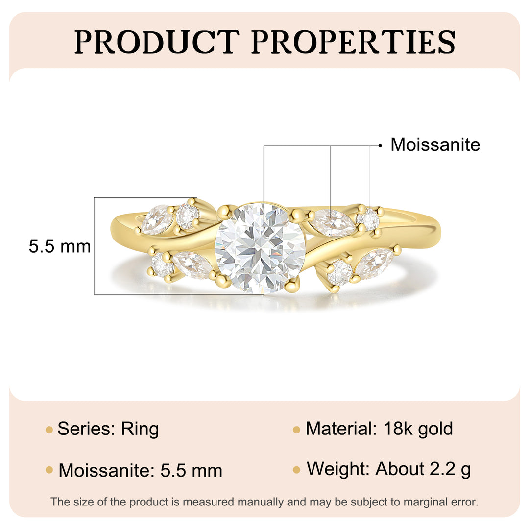 Gold Natural Moissanite Ring