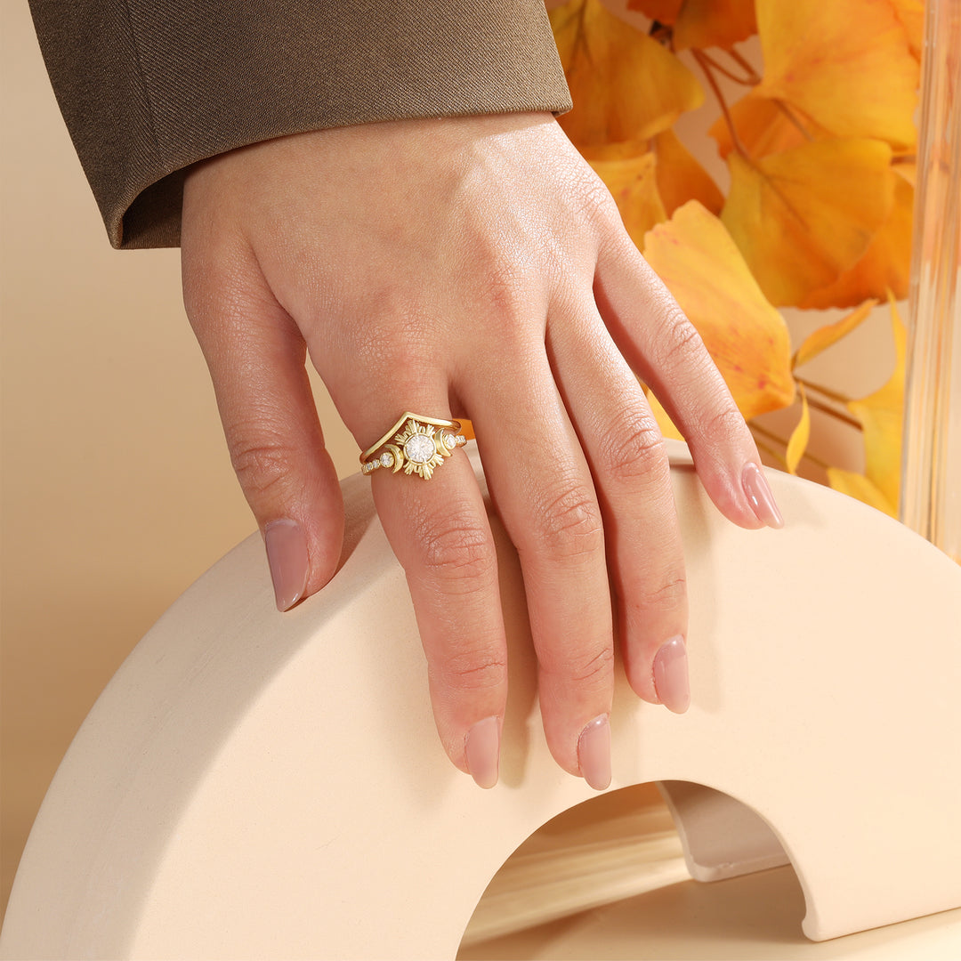 Gold Natural Moissanite Ring