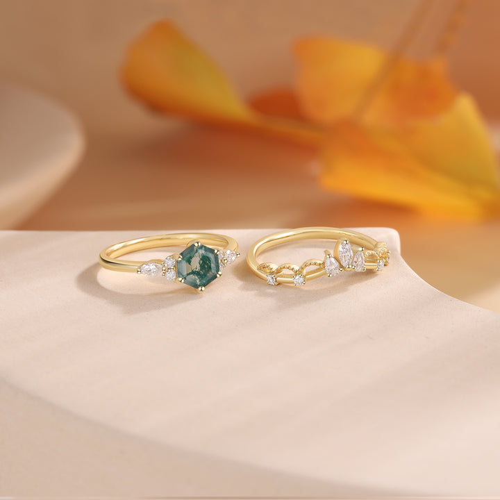 Natural Moss Agate Ring