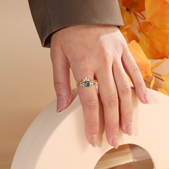 Natural Moss Agate Ring