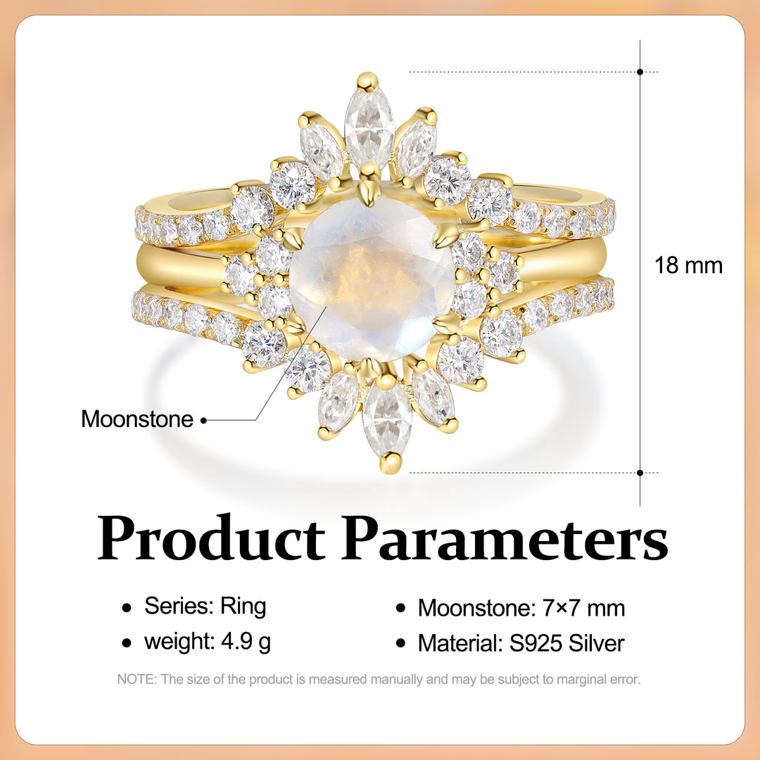 Gold Natural Moonstone Ring