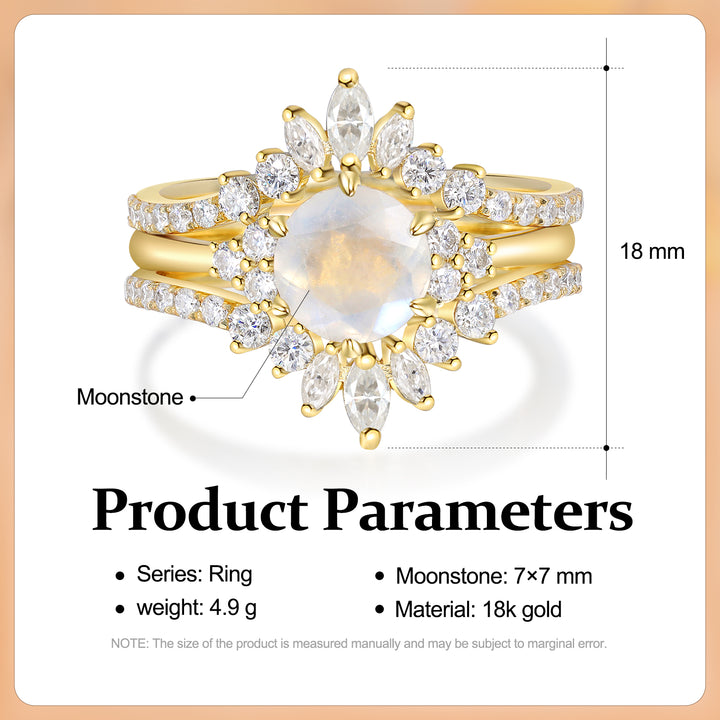 Gold Natural Moonstone Ring