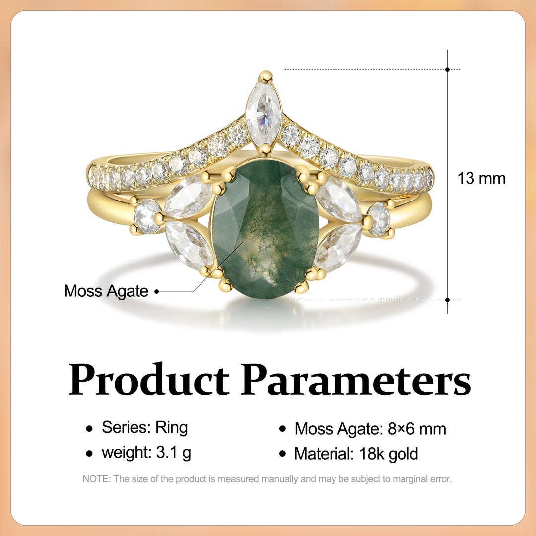 Gold Moss Agate Ring