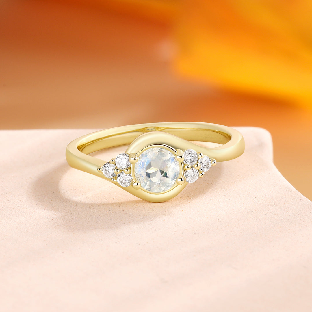 Gold Natural Moonstone Ring
