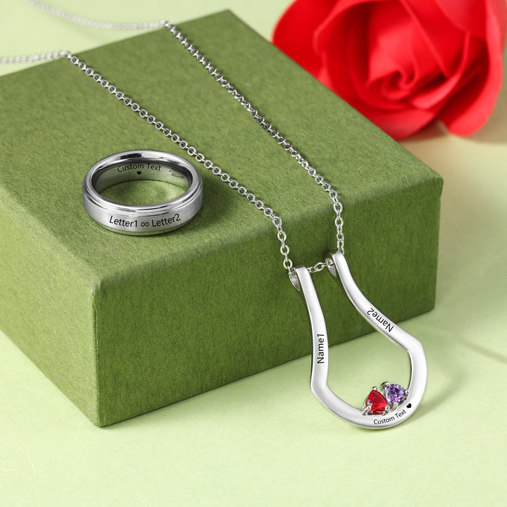 Birthstone Necklace with Ring