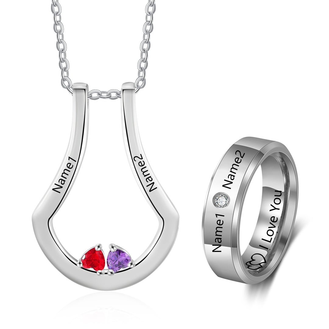 Birthstone Necklace with Ring