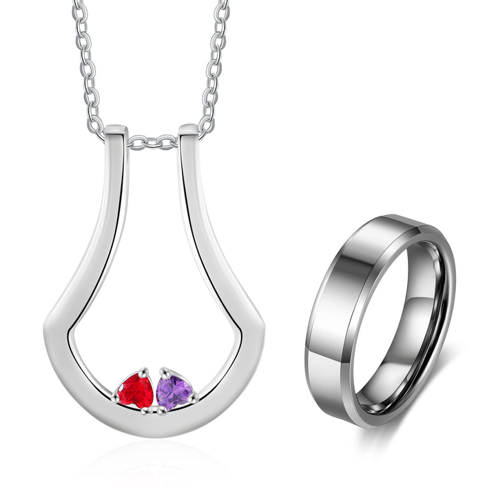 Birthstone Necklace with Ring
