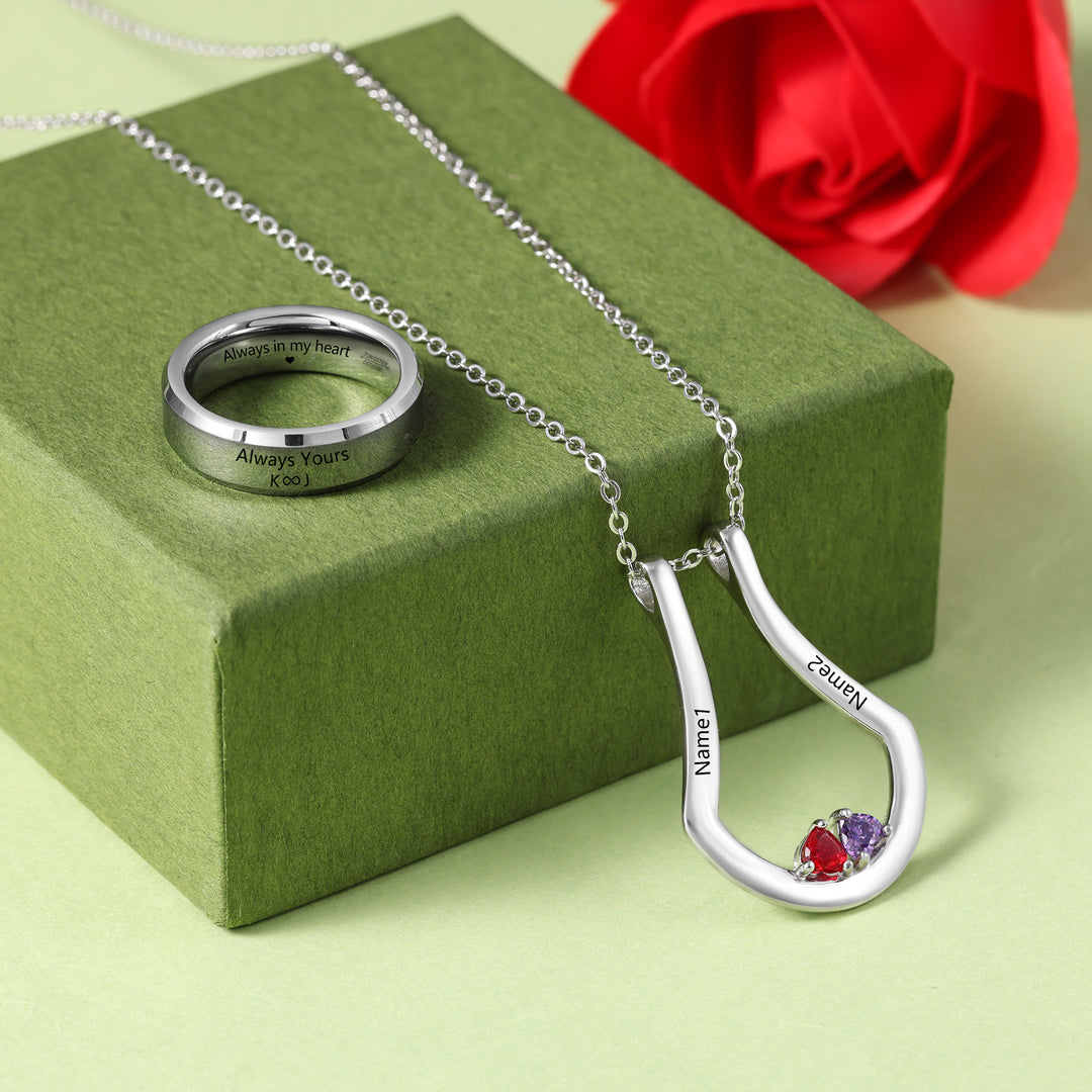 Birthstone Necklace with Ring