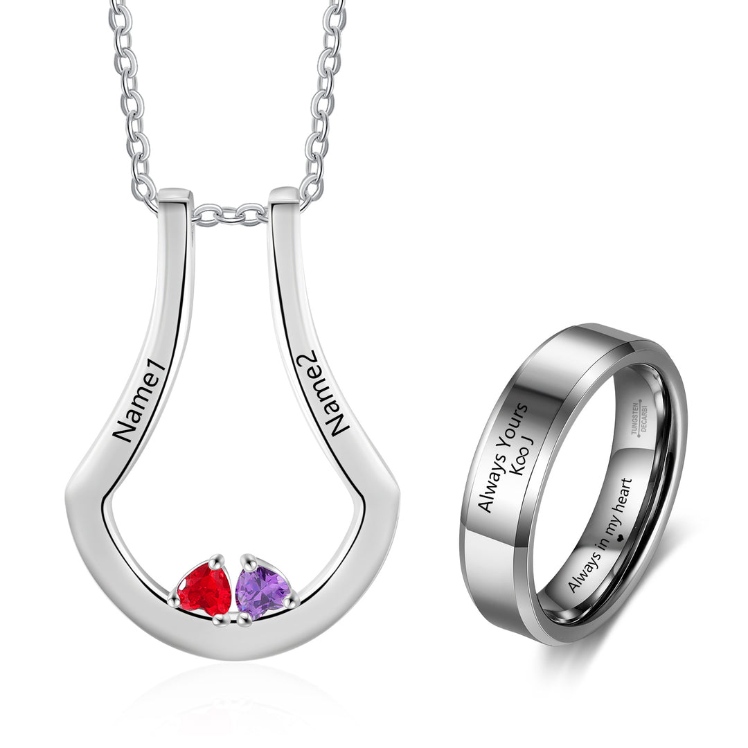 Birthstone Necklace with Ring