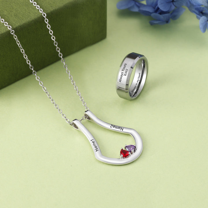 Birthstone Necklace with Ring