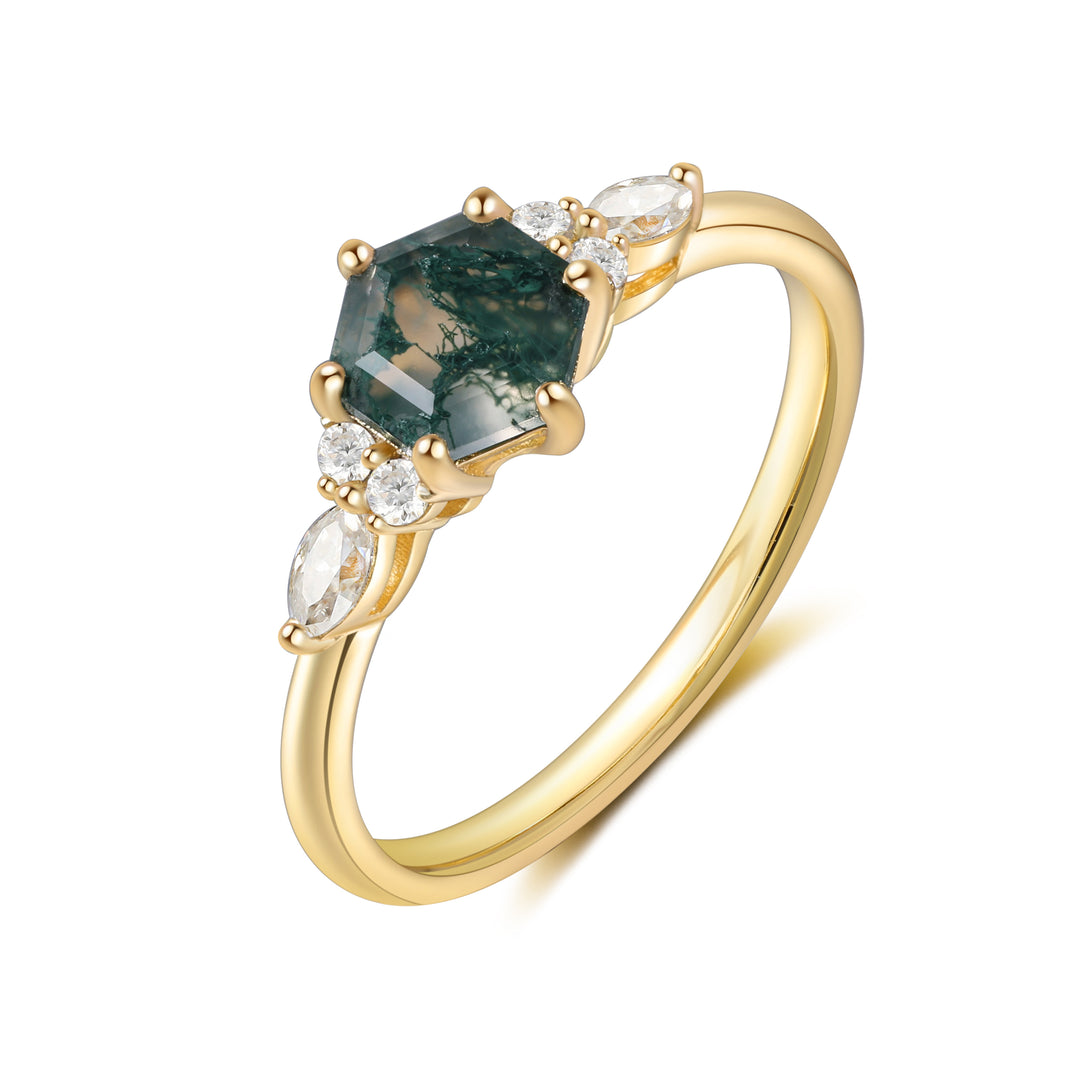 Natural Moss Agate Ring
