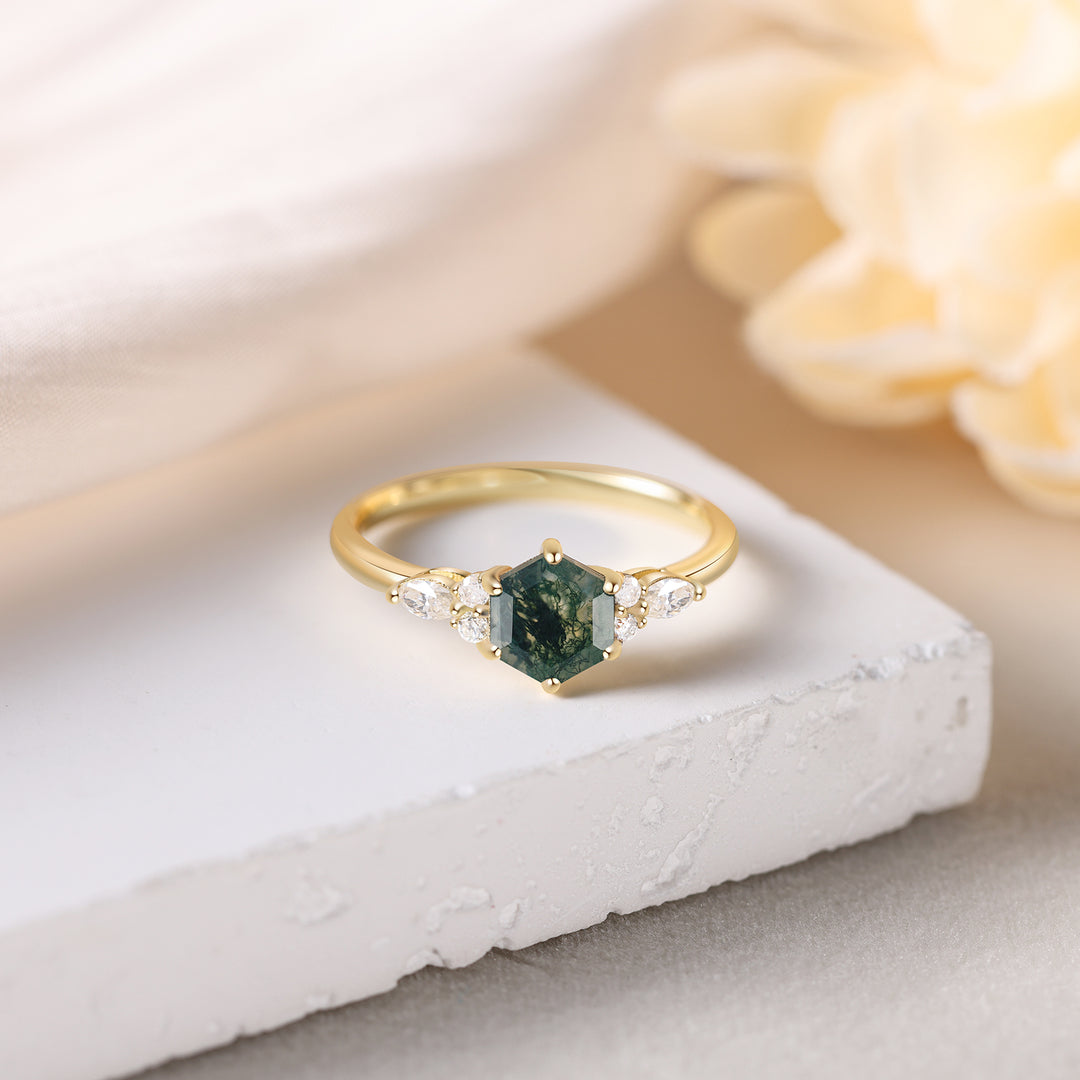 Natural Moss Agate Ring