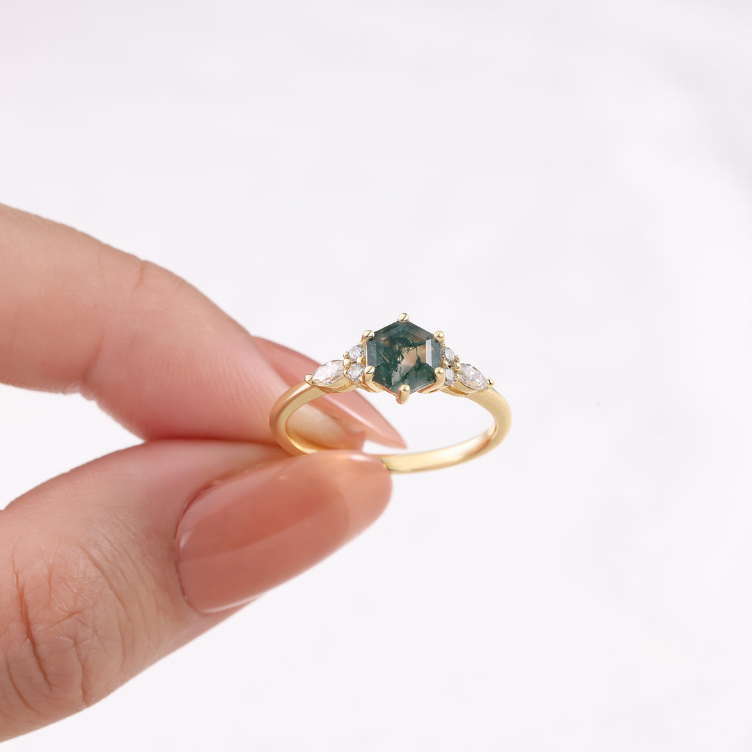 Natural Moss Agate Ring