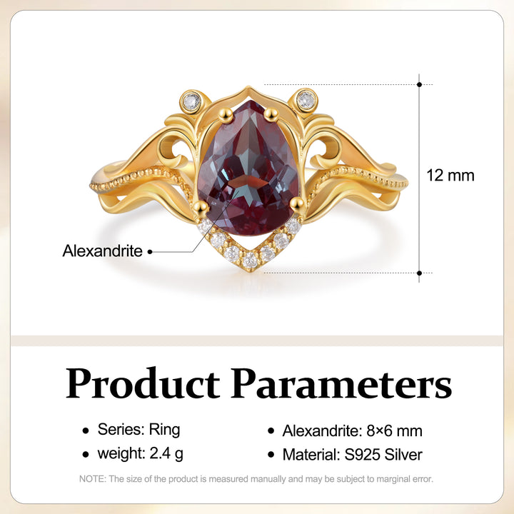 Silver Natural Alexandrite Ring