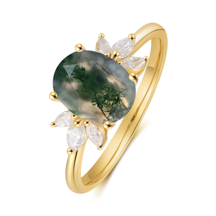 Natural Moss Agate Ring