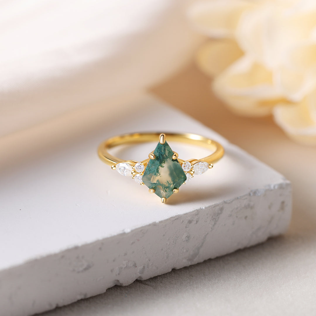 Natural Moss Agate Ring