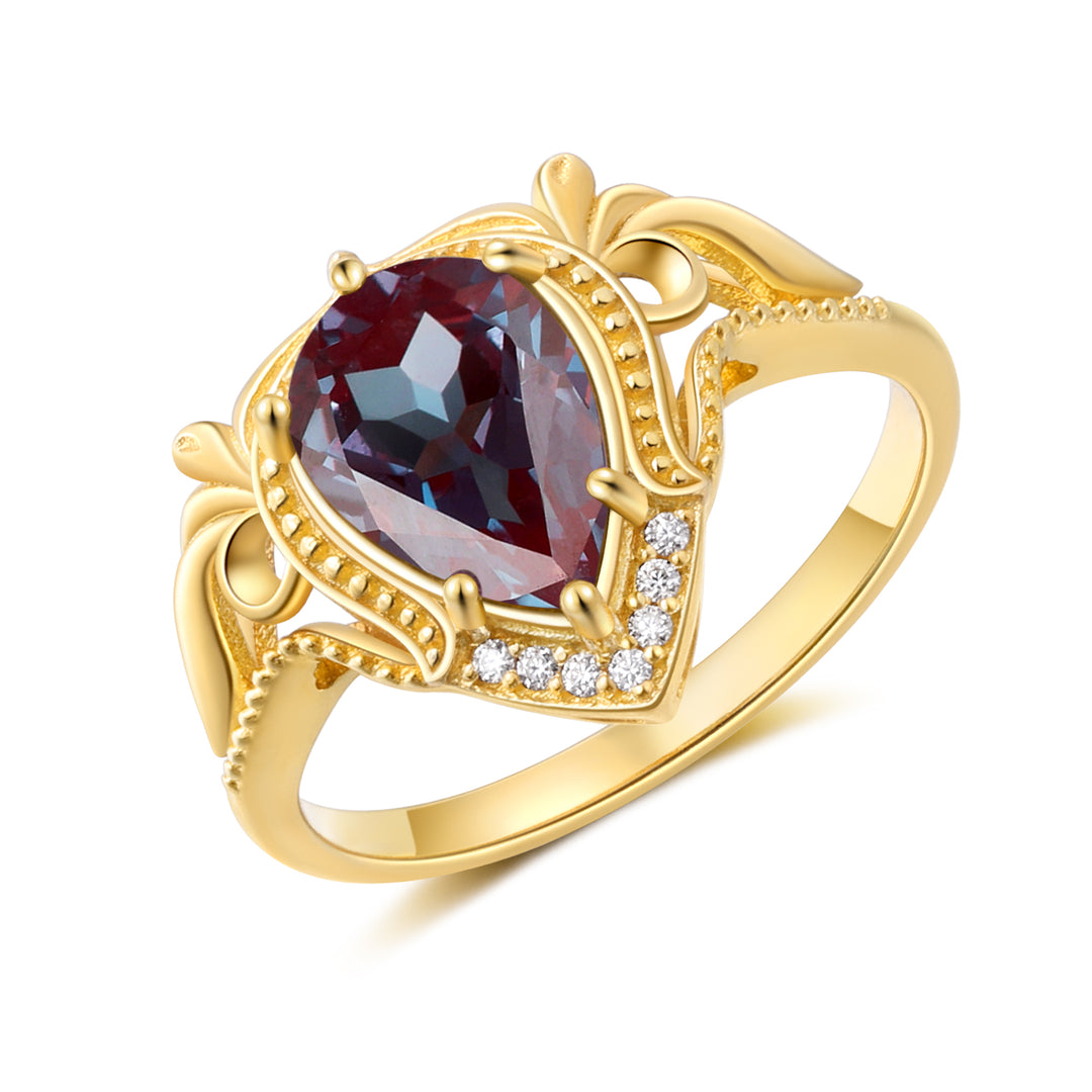Silver Natural Alexandrite Ring