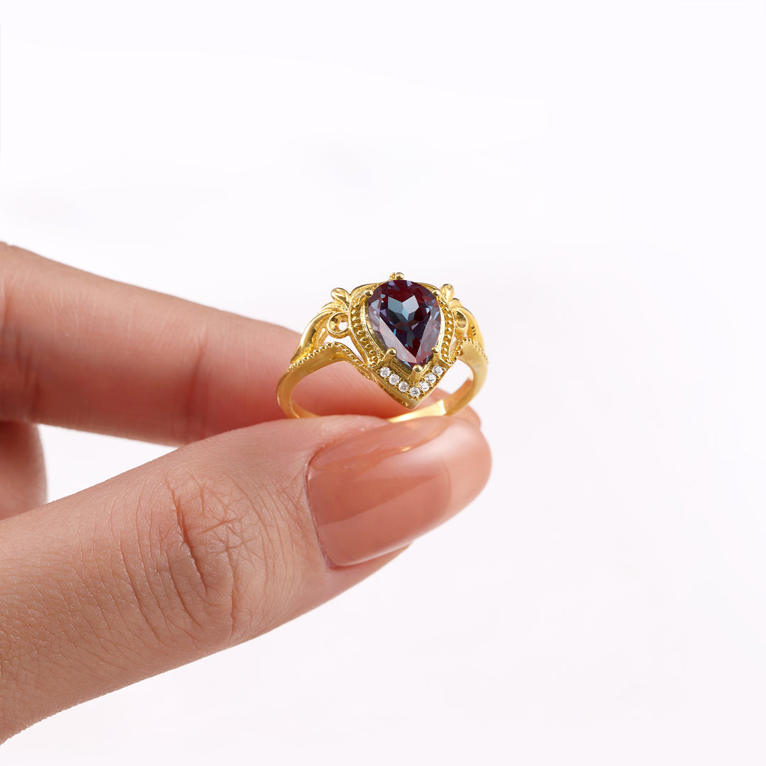 Silver Natural Alexandrite Ring