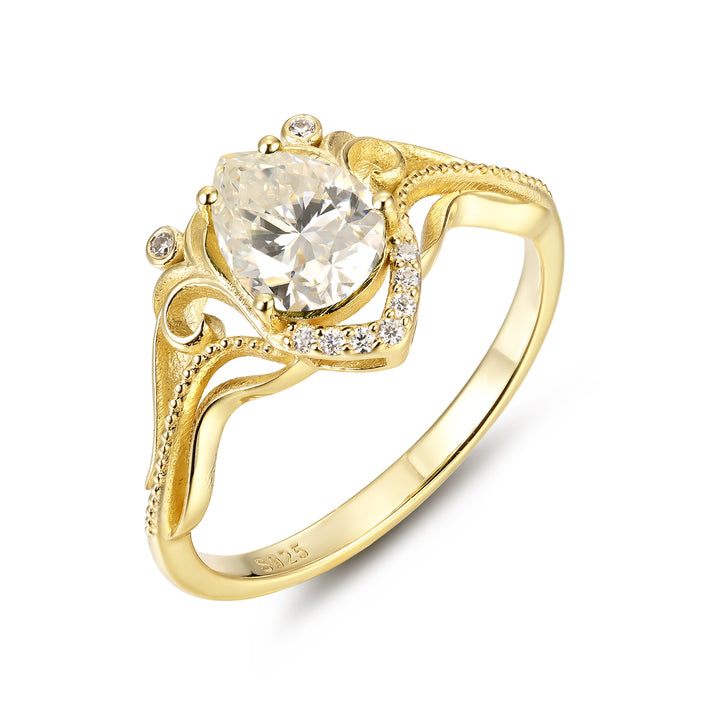 Silver Natural Moissanite Ring