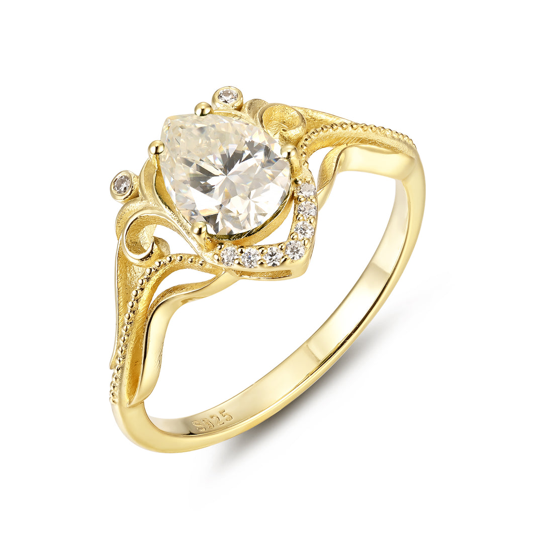 Silver Natural Moissanite Ring
