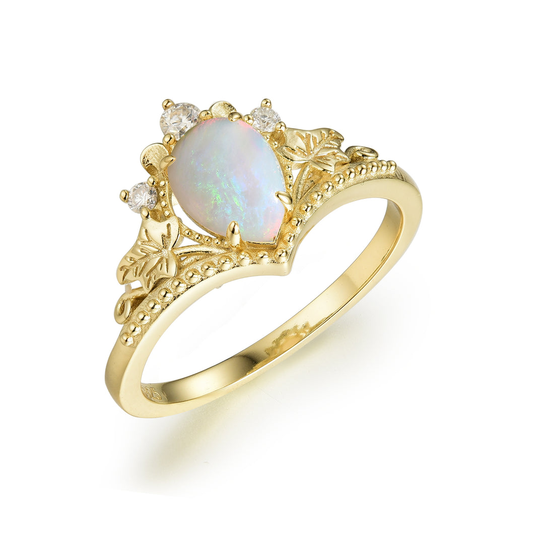 Silver Natural Opal Ring