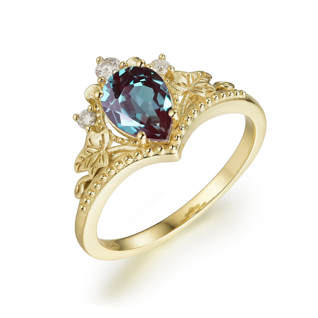 Silver Natural Alexandrite Ring