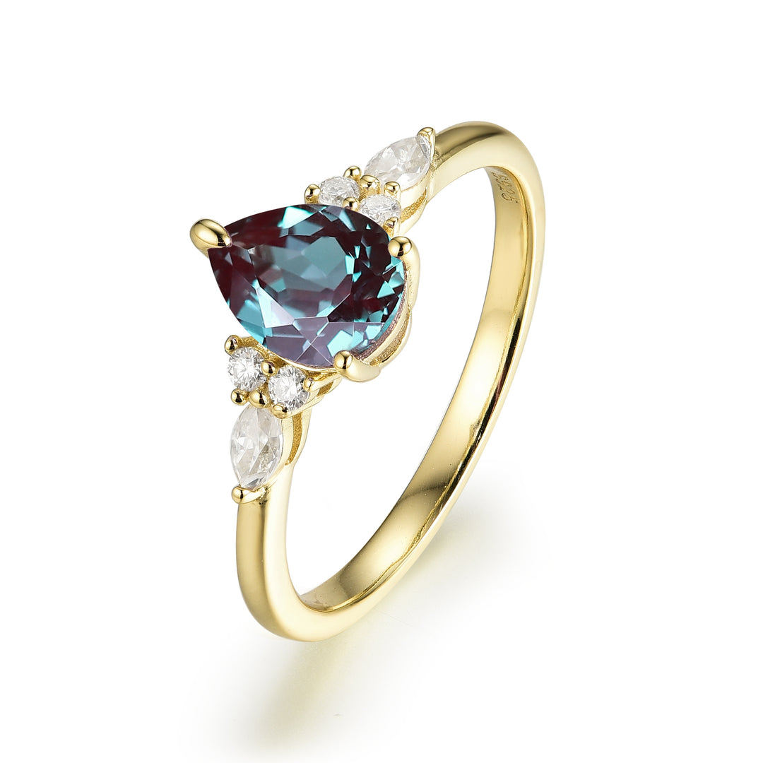 Silver Natural Alexandrite Ring