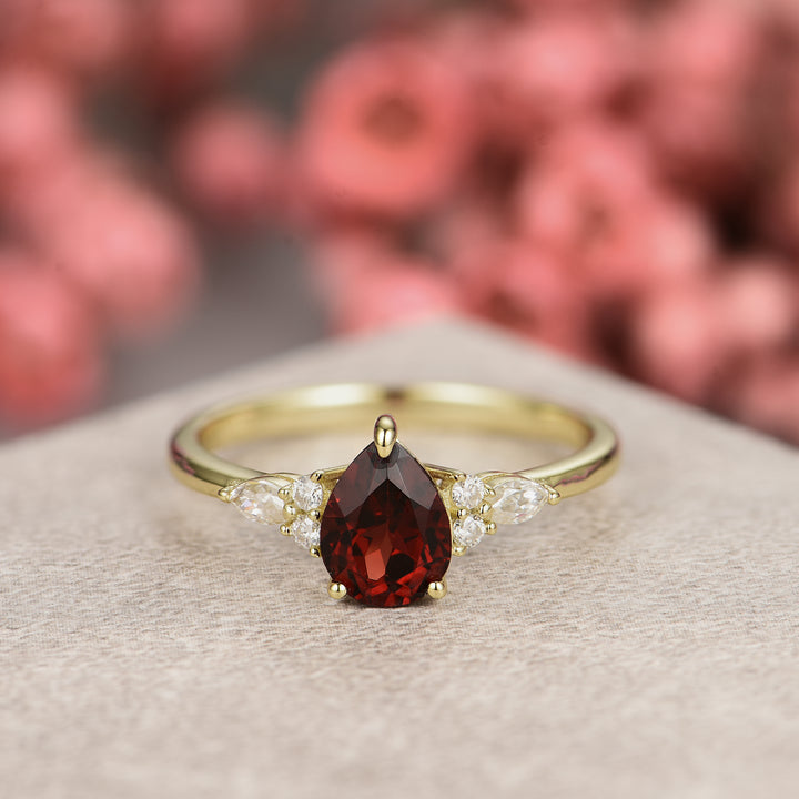 Silver Natural Garnet Ring