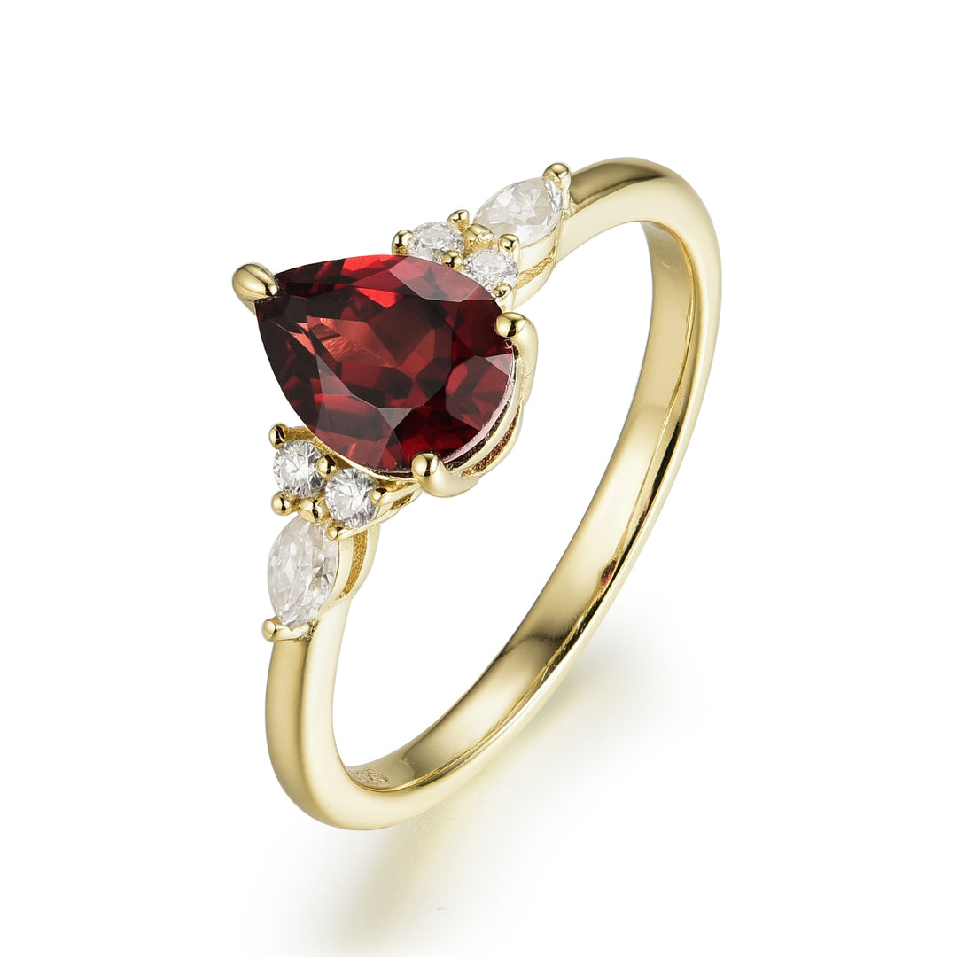 Silver Natural Garnet Ring