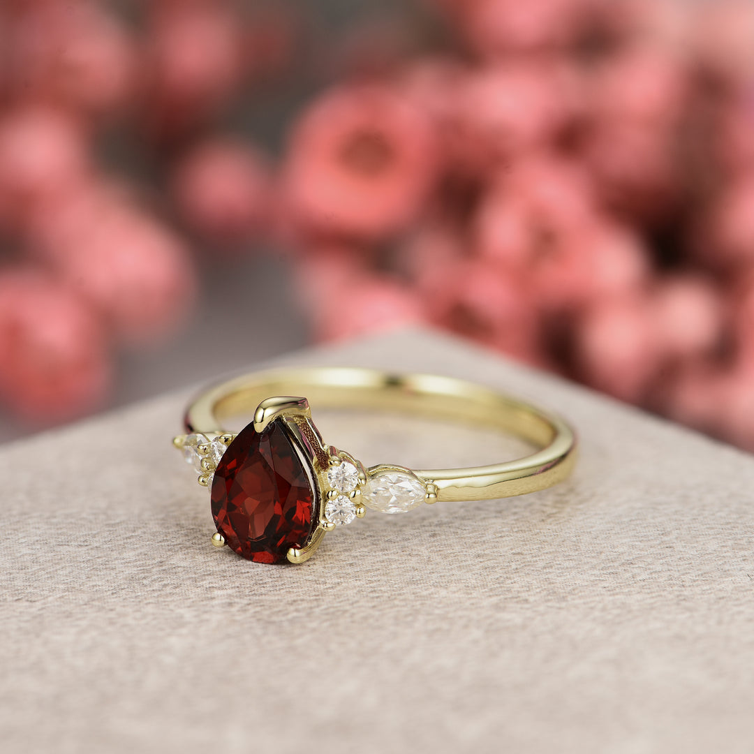 Silver Natural Garnet Ring