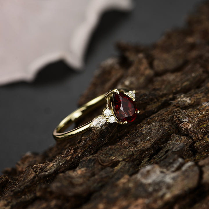 Silver Natural Garnet Ring