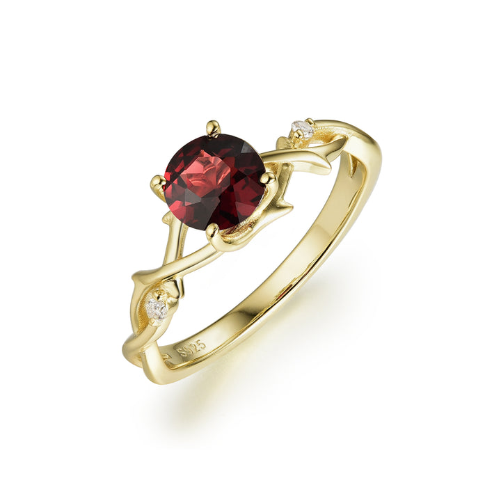 Silver Natural Garnet Ring