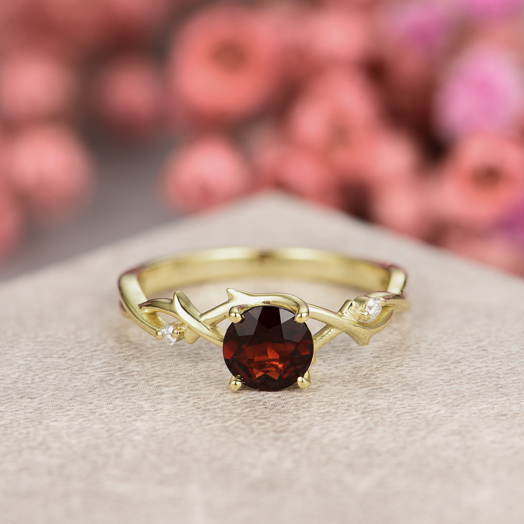 Silver Natural Garnet Ring