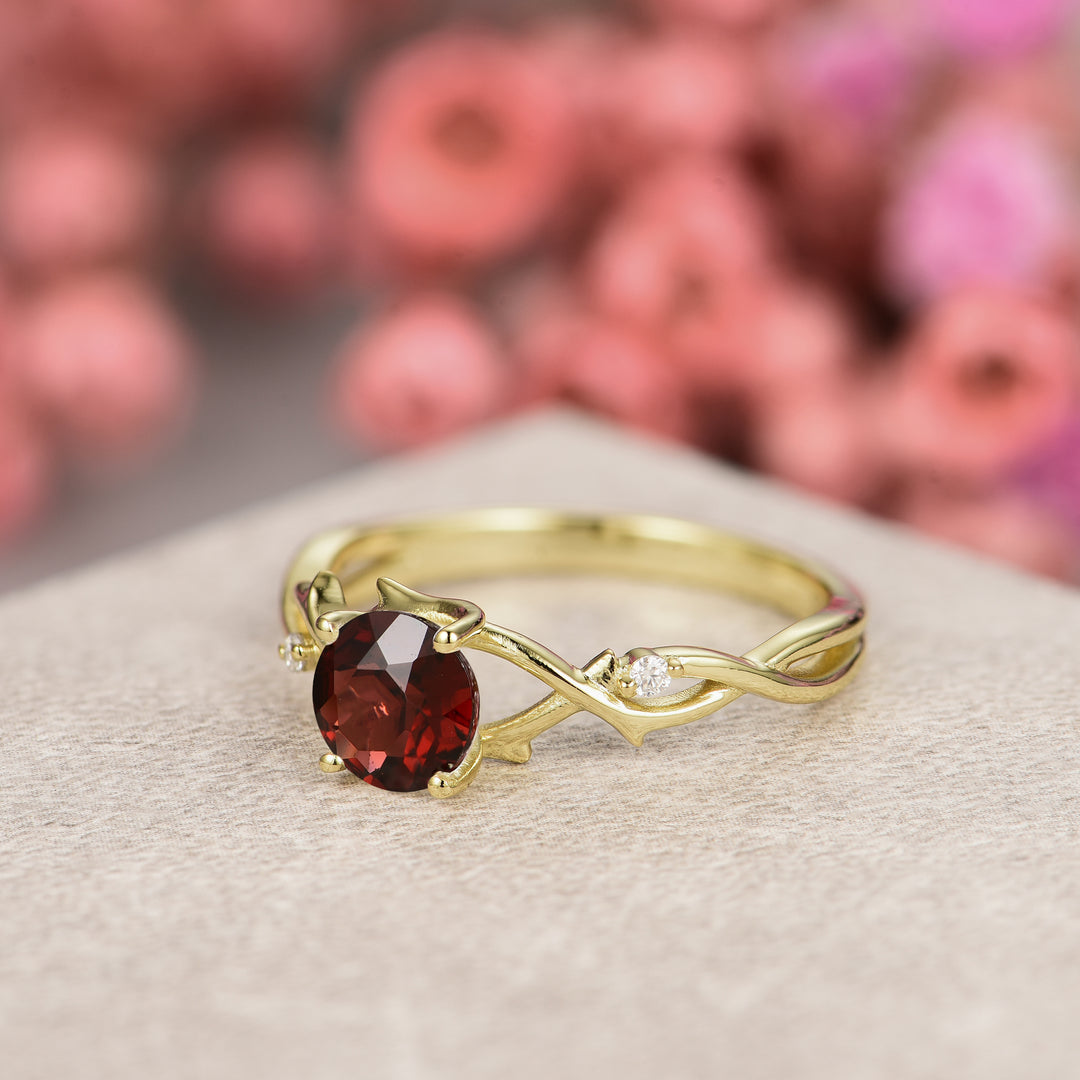 Silver Natural Garnet Ring