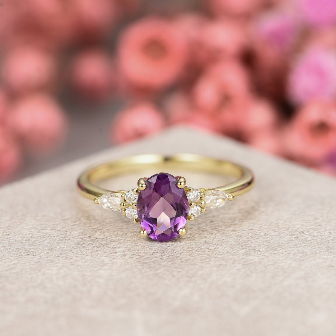 Silver Natural Amethyst Ring