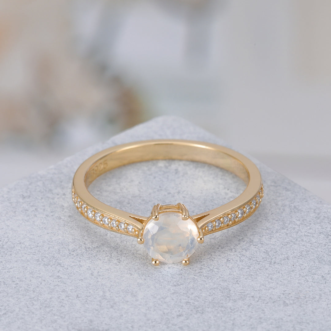 Silver Natural Moonstone Ring