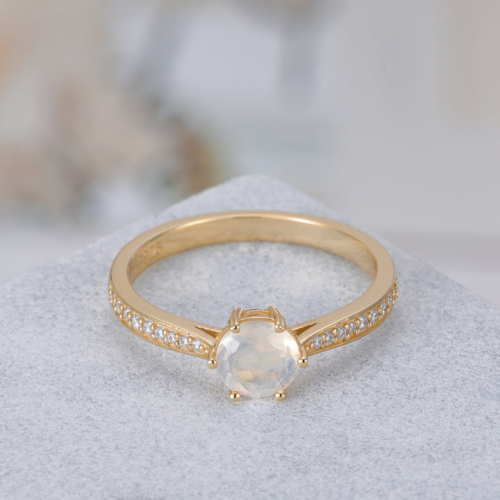 Silver Natural Moonstone Ring