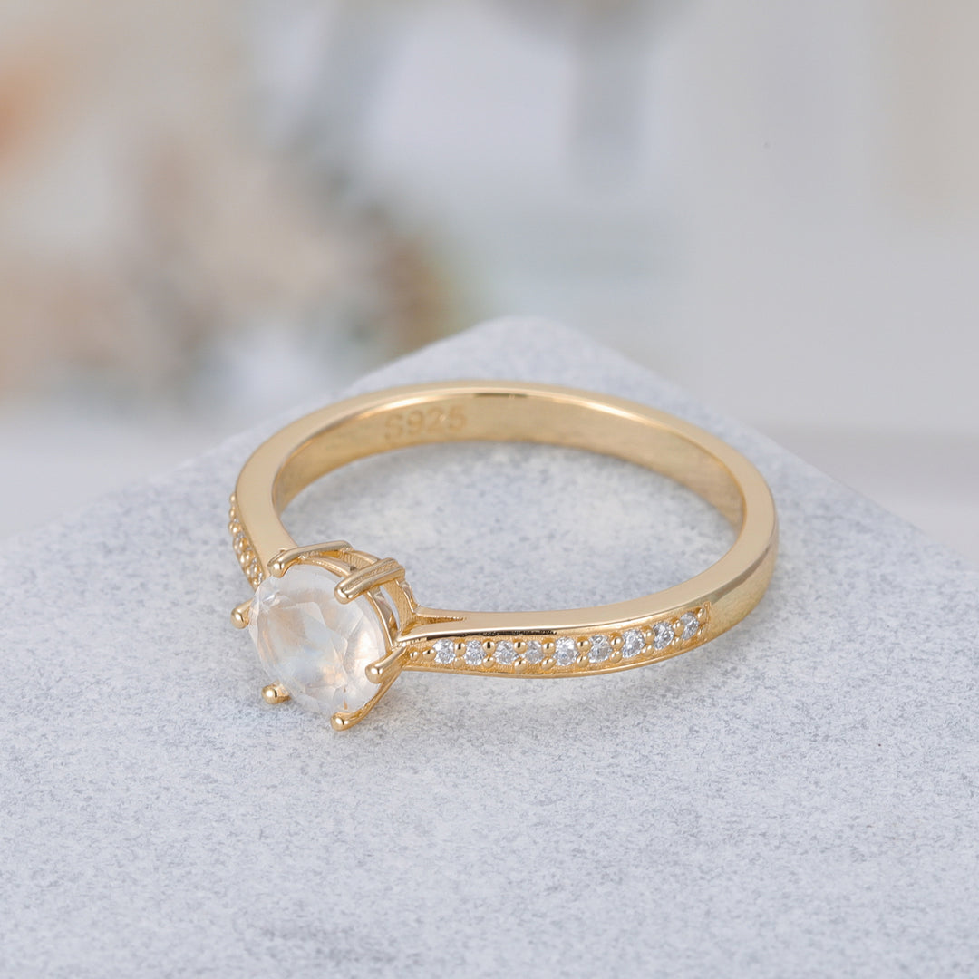 Silver Natural Moonstone Ring