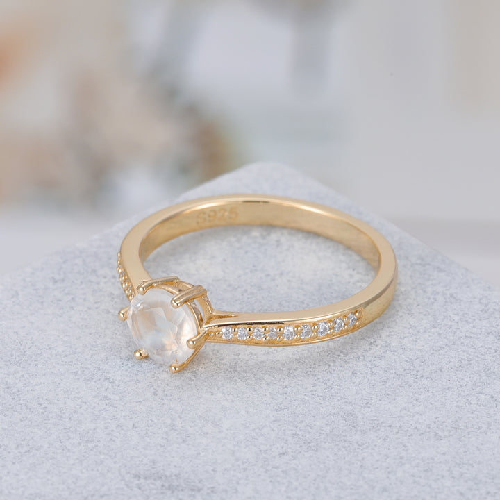Silver Natural Moonstone Ring
