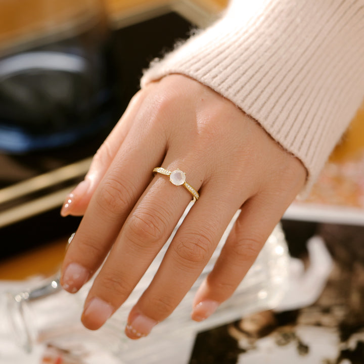 Silver Natural Moonstone Ring