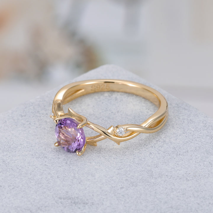 Silver Natural Amethyst Ring