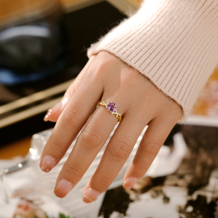 Silver Natural Amethyst Ring