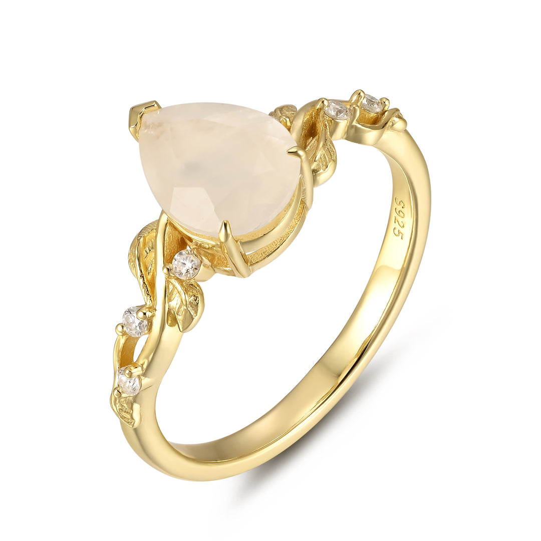 Silver Natural Moonstone Ring